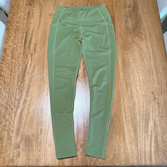 WoolX McKenna Women’s Merino Wool Blend Leggings Size Small Green Pockets 26” - Picture 2 of 9